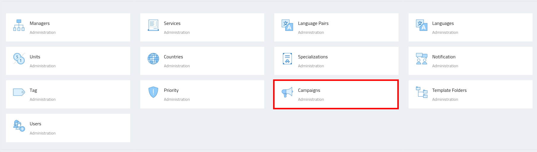 Access to Campaigns configuration.