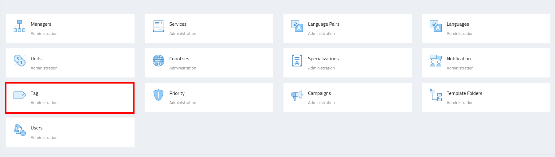 Access to Tag configuration.